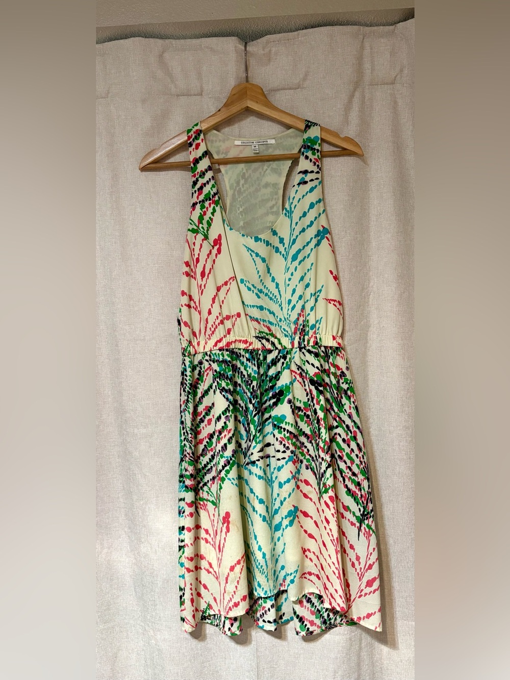 Collective Concepts Cream Multicolor Dot-Print Mini Dress Size M